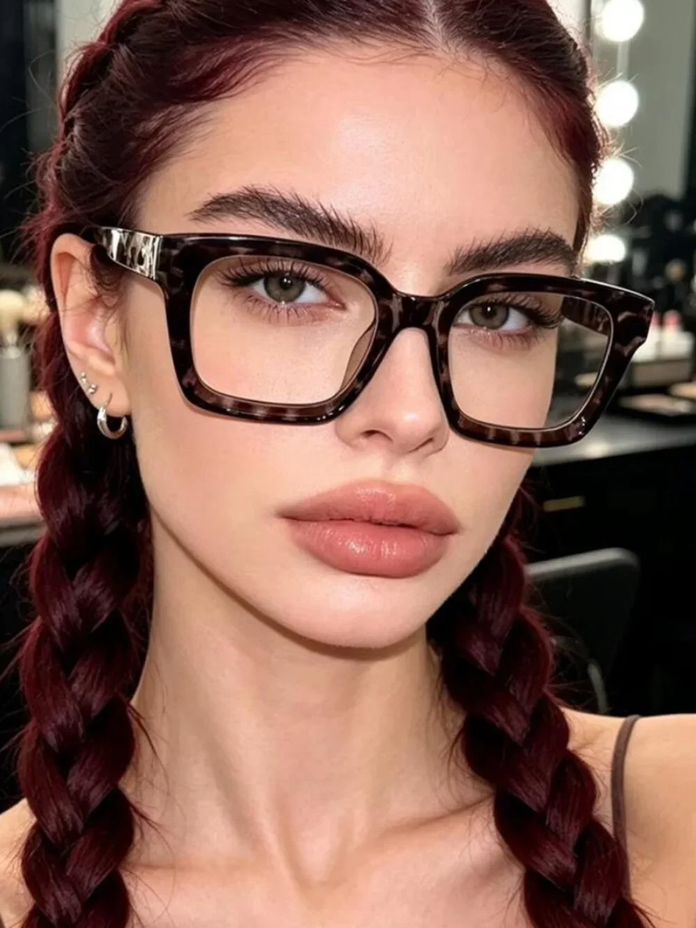 Retro thick leopard glasses